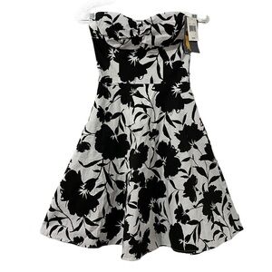 Strapless Black & White Sundress. NWT Tropical Floral. Size 3
